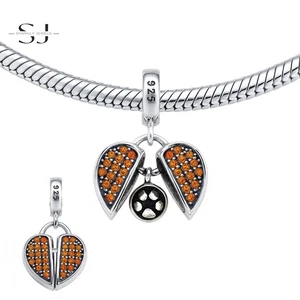Sterling Silver 925 Love Football Heart Charm Bead for Charms Bracelets - Sport - Picture 1 of 3
