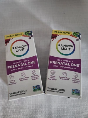 Multivitamínico Rainbow Light Prenatal One, 2 frascos @ 120 comprimidos = 240 comprimidos vegetales Foto 1 de 4