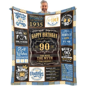 90th Birthday Blanket 60 x 50 inch - 90th Birthday Gifts for Men - 90 Year Ol... - Picture 1 of 7