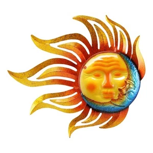 Metal Sun Wall Decor Outdoor Garden Fence Art Sun Moon Wall Art Hanging Lndoo... - Picture 1 of 6