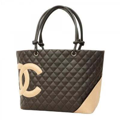 Bolsa tote Chanel Cambon, marrom e bege pele de cordeiro, feminina GZl1dbiz - Imagem 1 de 4
