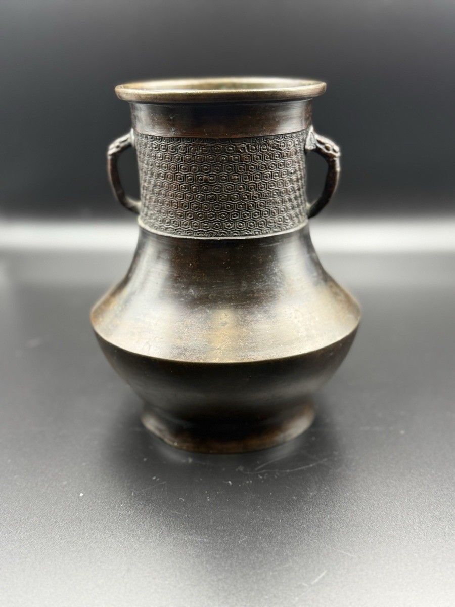 【時代古作品❗】明治時代頃　古備前　波状文様　片口壺　花入れ　花生け　茶道具 明治時代 古信楽 釉流れ 四耳壺 高 約22.7cm 花入れ 花生け 花器