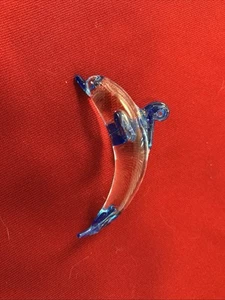 Statuina delfino in vetro colorato da collezione fatta a mano soffiato animale marino ornamento regalo - Foto 1 di 5