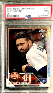 2023 TOPPS CHROME L/E PSA 9 SP RC RILEY GREEN 182 LOGOFRACTOR IMAGE VARIATION - Picture 1 of 2