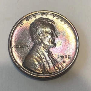 1915 D Lincoln Cent Brilliant Uncirculated Awesome Looker With Toning  - Picture 1 of 8