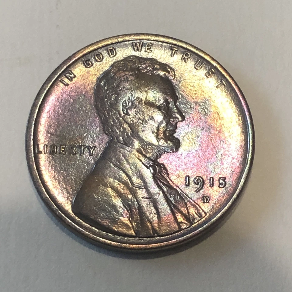 1915 D Lincoln Cent Brilliant Uncirculated Awesome Looker With Toning  - Image 1 of 4