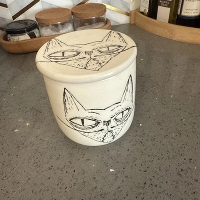 Grumpy French Cat Butter Bell/Crock Keeper Large 8 oz Studio Pottery Handmade - Image 1 of 4