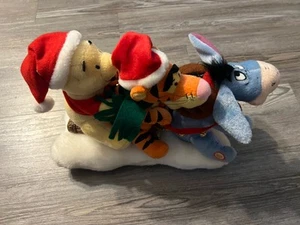 Gemmy Disney Winnie the Pooh Tigger Eeyore Animated Christmas Sleigh Ride Works - Picture 1 of 10