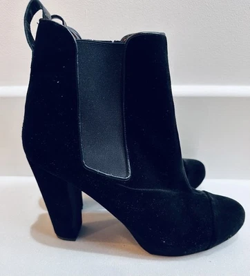 Penelope Chilvers Carmen Negro Terciopelo Tacón Alto Botines EU40 UK 6.5 Foto 1 de 4