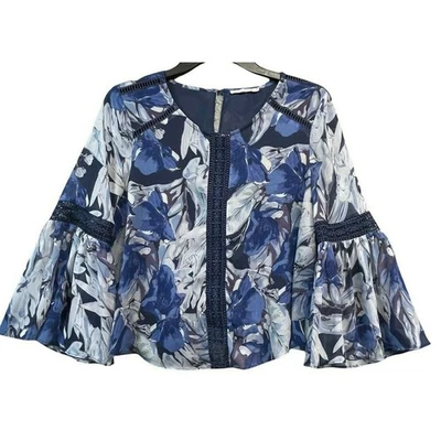 Blusa Anthropologie Tularosa Mujer XS Azul Medianoche Floral Jaylen Crop Boho Top Foto 1 de 4