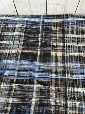 Tela sedosa de poliéster a cuadros azul negro 4,75 yardas 44 de ancho sin marca semi transparente Foto 1 de 4