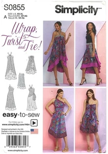 2015 Simplicity S0855 Misses falda envolvente de doble capa talla A XS-XL patrón sin cortar - Imagen 1 de 3