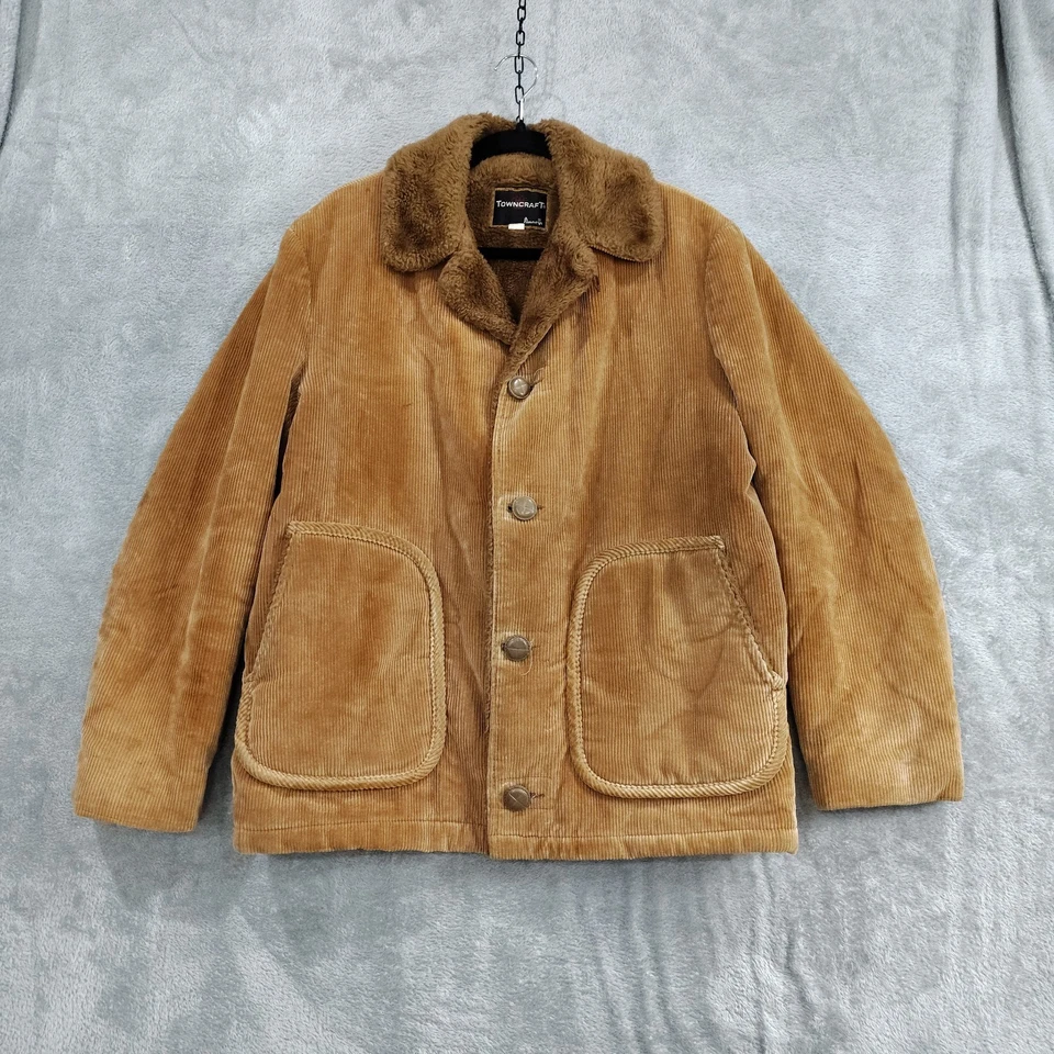 Chaqueta De Pana Pesada De Colección Para Hombres M Marrón Sherpa Vaquero Occidental Ropa de Trabajo Lazo Foto 1 de 4