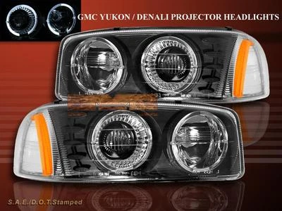 01-06 YUKON DENALI / 99-06 GMC SIERRA / YUKON DOS HALO PROYECTOR FAROS NEGRO Foto 1 de 2
