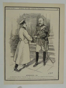 7x10" PUNCH cartoon 1901 APPRECIATION 1901 kaiser wilhelm / edward vii - Picture 1 of 1