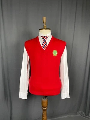 Chaleco chaleco de lana rojo Burberry Big Logo para hombre talla 8 Foto 1 de 4