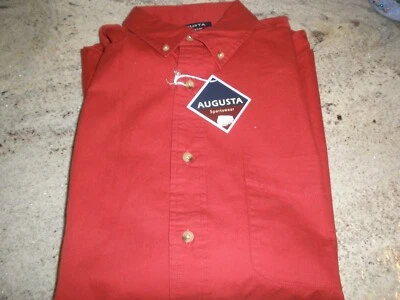 NEW Men's Button Up Red Dress Shirt Large Short Sleeves Augusta Sportswear - Image 1 of 3