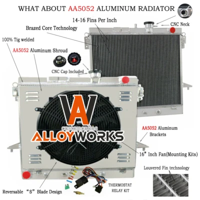 Fit 2006-2012 08 2010 Chevy Colorado GMC Canyon Hummer 3 Row Radiator Shroud Fan - Image 1 of 4