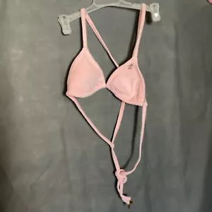 Juicy Couture rosa Velours/Samt Triangel Bikini Oberteil EUC Größe XS - Bild 1 von 5