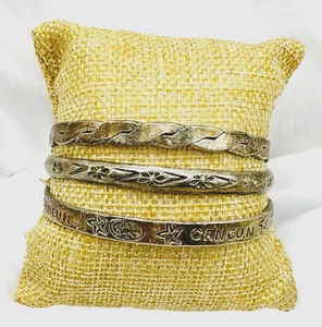Juego de 3 pulseras brazalete vintage de plata de ley México - talla 8 - 8 1/4 - 55 g - Imagen 1 de 13