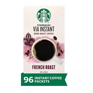 Starbucks VIA Instant Coffee French Roast Dark 96 Pack 0.11 Ounce Each - Picture 1 of 8