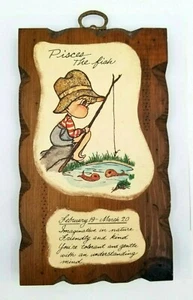 Piezas de colección Chas E. Lusk marzo astrología placa de pared colgante de madera - Imagen 1 de 7