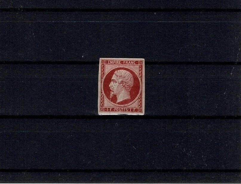 FRANCE STAMP YVERT 18 SCOTT 21 " NAPOLEON III 1 F LAKE 1853 " MH VF SIGNED X938E - Image 1 of 1