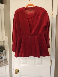 VINTAGE 1990 SISLEY MADE IN ITALY/ ALL-TIME CLASSIC/ Deep Red Velvet Suit/Medium - Picture 1 of 24