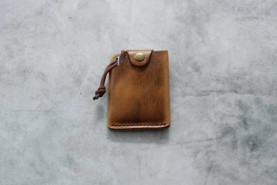 Cartera de cuero de grano completo hecha a mano, regalo de cuero para él, minimalista, Horween Foto 1 de 3