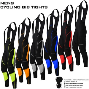 Mens Cycling Bib Tights Long Compression Pants Padded MTB Road Bike Lycra NEW - Picture 1 of 7