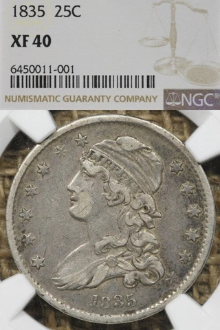 1835 25C NGC XF40 Capped Bust Quarter Cover