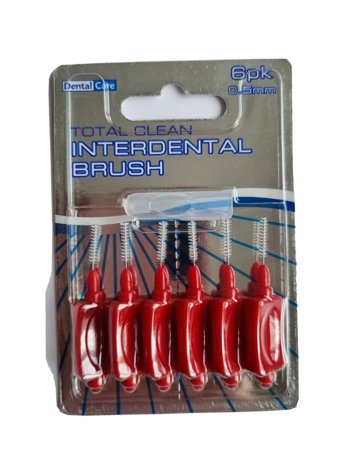 Dental Care Total Clean Interdental Brush Oral Hygiene 6pcs Each Pack red