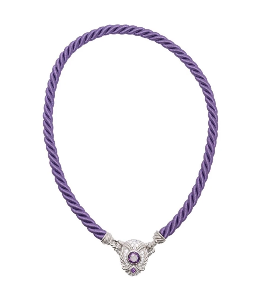 Colar com fio de náilon Judith Ripka prata esterlina ametista e zircônia cúbica - Imagem 1 de 4