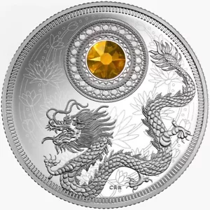 Kanada 2016 Drache Geburtssteine November - Topas 5 $ Silber PP Münze Swarovski - Bild 1 von 4