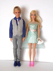 Barbie & Ken Doll Date Night Evening Fashion Blonde Couple Blue Outfit Mattel - Picture 1 of 10