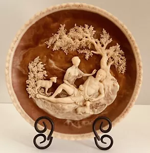 Arte de pared de placa vintage piedra Incolay “Una cosa de belleza” esculpida - Imagen 1 de 5