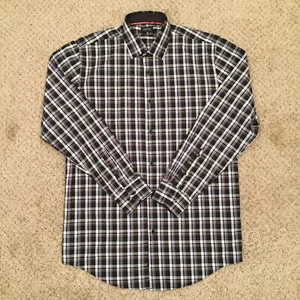 Buffalo David Bitton Shirt Mens Medium Slim Black Plaid Long Sleeve Button Up  - Picture 1 of 12