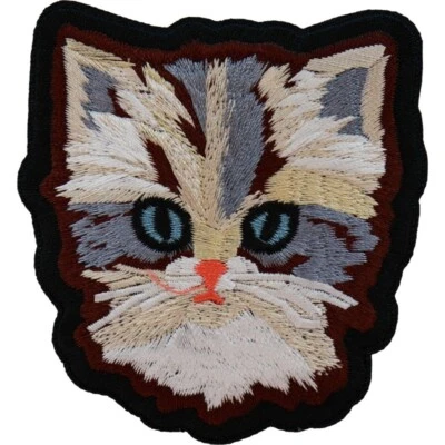 Cute Kittycat 2  Sew On /Iron On Embroidered Patch 2. 3/4" x 3" - Image 1 of 3