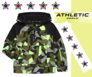Athletic Works Boys size XL 14-16 Tech Fleece Quarter Zipper Pullover Green Army - Picture 1 of 8