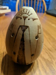 OCARINA FLUTE CLAY 8 HOLE    HAND PAINTED Instrument 5" Ancient Music  - Picture 1 of 11