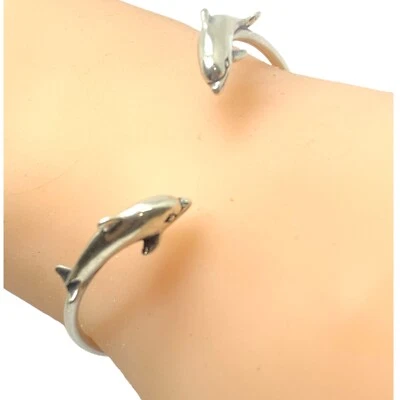 Brazalete Kabana Plata de Ley 925 Doble Delfín Flex Wrap Foto 1 de 4