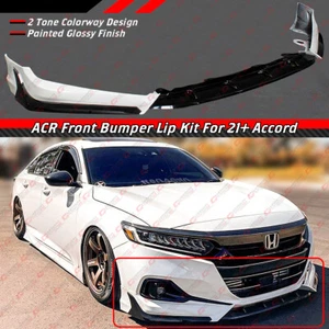 For 2021 2022 Honda Accord ACR Painted White Pearl Front Bumper Lip Splitter Kit - Picture 1 of 6