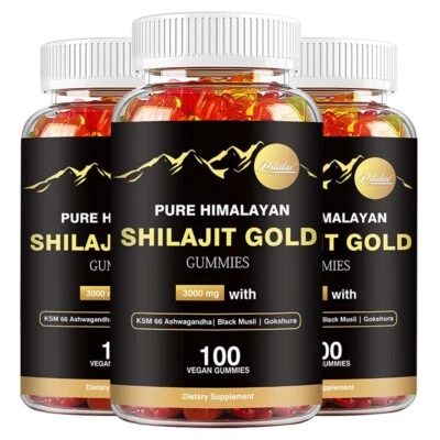 PSLALAE Shilajit Gold Gummies - Ashwagandha - Energy and Endurance, Testosterone Booster