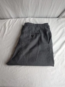 Vintage C&A Mens Trousers Blue Check 90s Dress Pant Waist 36" Leg 27" - Picture 1 of 6