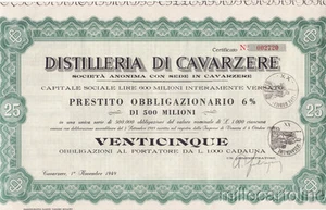 * Loan - Cavarzere Distillery, 25 Bonds 500 Million 1949 - Picture 1 of 1