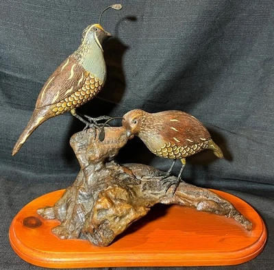 Винтажный Джек Мерфи Калифорния перепела птица резьба по дереву статуя резная скульптура - Изображение 1 из 4