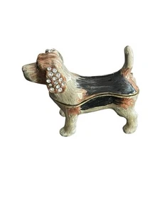 VTG Kingspoint Designs Scout Beagle Dog Rhinestone Trinket Jewelry Hinged Box - Afbeelding 1 van 8