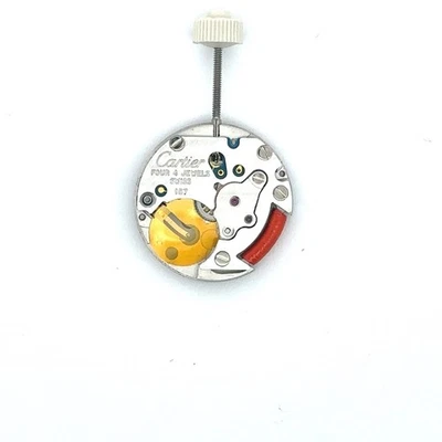 卡地亚手表石英机芯 157 双指,四 (4) 珠宝全新,正品 — 第 1/2 张图片