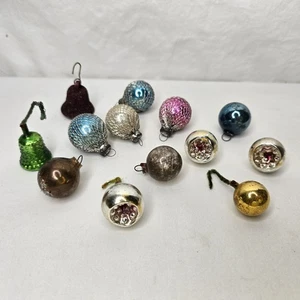 Vintage Weihnachten Quecksilber Glas 13 Ornamente Feder Baum holprige Glocken Einzug Draht - Bild 1 von 14