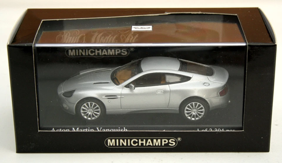 ASTON MARTIN VANQUISH 2002 SILVER MINICHAMPS 400137224 1 43 ARGENT RHD UK CAR